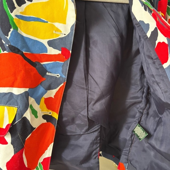 Lauren Ralph Lauren Collared Watercolor Floral Primary Colorful Canvas Jacket - Picture 4 of 5